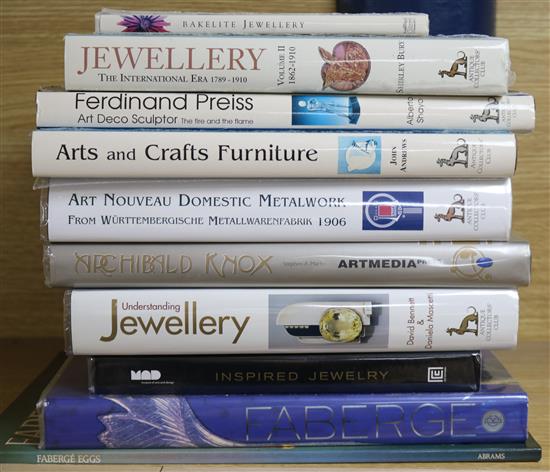 A quantity of reference books related to jewellery, Faberge, Archibald Knox, Arts & Crafts, etc.